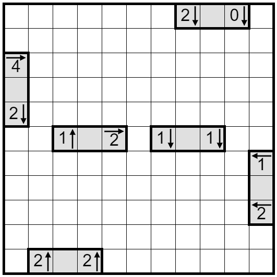 Image of a Yajilin logic puzzle.